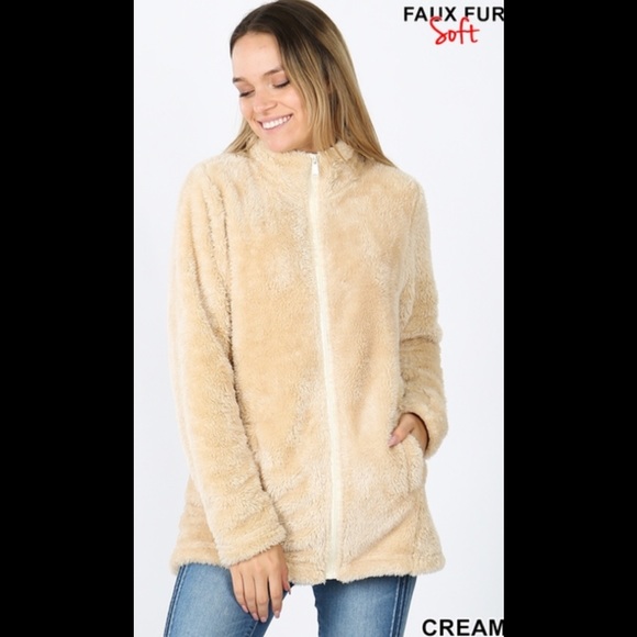 A Girl Thing Tops - Last two 2 for $40❤️cream faux fur jacket